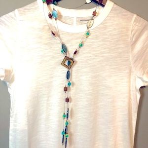 Artisan necklace blue with accents, Lariat style